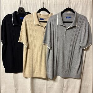 APT.9 Men's Polo Shirt Set - Black, Beige, and Gray